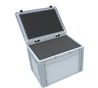 Lot Eurobox 43/27 HG avec couvercle à charnières et mousse alvéolée