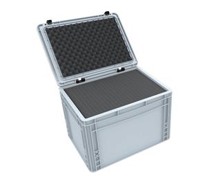 Lot Eurobox 43/27 HG avec couvercle à charnières et mousse alvéolée