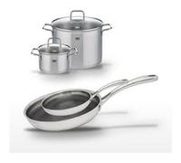 Lot Faitout 20cm & 26cm et Poêle 24cm & 28cm Elo Relief Evolution Inox