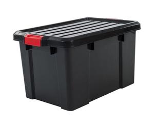 Lot IRIS OHYAMA comprenant 3 bacs de rangement à fermeture par clic - Power Box - SK-450 - plastique - noir - 50 L - 59 x 38,5 x 31,8 cm