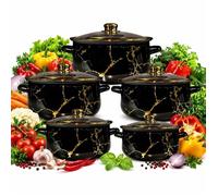 Lot KlönBerg de 5 casseroles avec couvercles 16 / 18 / 20 / 22 / 24, casserole émaillée, compatible induction KB9108
