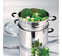 Lot marmite haute inox Rapid Cook avec couvercle et élément vapeur 26 cm 8,5 L Mathon