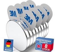 Lot maxi de 8 aimants en néodyme (30 x 3 mm) avec pastilles magnétiques 3M | aimants puissants pour usage professionnel, tableaux blancs, photos et réfrigérateurs