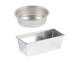 Lot moule à cake rectangulaire et moule rond 24 cm en fer blanc Gobel