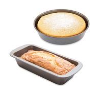 Lot moule à manqué rond 23 cm et moule à cake 25 cm acier revêtement antiadhérent Mathon