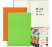 Lot of 20 Carnet de Notes A5, Cahier Page Blanche Kraft 60 Page/30 Feuillet | Cahier Blanc Carnet de Dessin Vierge Bloc Note pour Brouillon Ecriture Adultes Enfants École Bureau- 8 Couleurs Mélangée