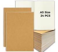 Lot of 24 Carnet de Notes A5, Cahier Page Blanche Kraft 60 Page/30 Feuillet | Cahier Blanc Carnet de Dessin Vierge Bloc Note pour Brouillon Ecriture Adultes Enfants École Bureau- Brun