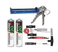 LOT PARE BRISE: DECOUPE JOINT, COLLE, PISTOLET A COLLE