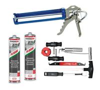 LOT PARE BRISE: DECOUPE JOINT, COLLE, PISTOLET A COLLE ROTATIF
