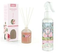 LOT PARFUM D'AMBIANCE SENTEUR ROSES - DIFFUSEUR MIKADO 100 ml + SPRAY 220 ml