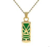 Lot pendentif Tiki Plaqué Or 18 carats et Agate verte + Chaîne 50cm Plaqué Or 18 carats
