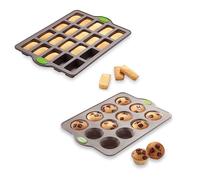 Lot plaque 20 financiers et plaque 12 muffins en silicone structure acier Rigiflex Mathon
