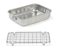 Lot plat à four rectangulaire haut 40 cm et grille 38 cm en acier inoxyable Steel Pan