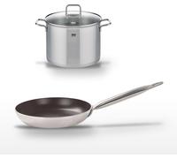 Lot Poêle 24 cm avec revêtement céramique sans PFAS & Faitout 26 cm Elo Bistro Line Citrin