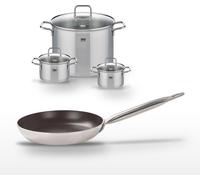 Lot Poêle 24cm avec revêtement céramique sans PFAS & 3 Faitouts 14/16/26 cm Elo Bistro Line Citrin