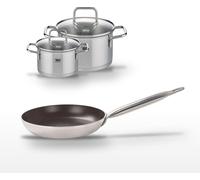 Lot Poêle 28 cm avec revêtement céramique sans PFAS & 2 Faitouts 12/16 cm Elo Bistro Line Citrin