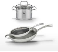 Lot Poêle 28cm & Poêle 32cm en inox Elo Relief Evolution avec Faitout 20cm