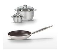 Lot Poêle 32 cm & 2 Faitouts 12/24 cm Elo Bistro Line Gris|Noir