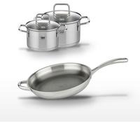 Lot Poêle 32 cm Elo Relief Evolution & 2 Faitouts 12/14 cm