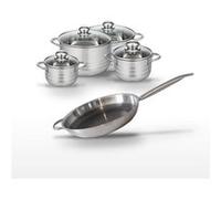 Lot Poêle 32cm et 4 Faitouts 14/16/20/24cm Elo Relief Solution Aluminium