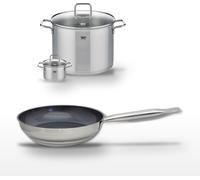 Lot Poêle céramique 28 cm et 2 Faitouts inox 12/26 cm Elo Profi Therm Platinum