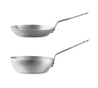 Lot poêle et sauteuse paysanne acier Minéral B 24 cm De Buyer