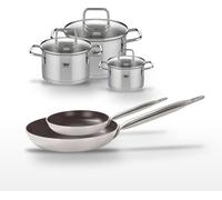 Lot Poêles 24/32 cm avec revêtement céramique sans PFAS et Faitouts 12/16/20 cm Elo Bistro Line Citrin