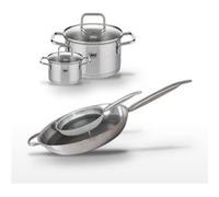 Lot Poêles 32cm & 24cm et Faitouts 20cm & 12cm Elo Relief Solution Aluminium