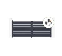 Lot portail battant et motorisation - Casanoov - VOGEL - 3m H.125cm - Gris - Aluminium / Motorisation BUNKER B500