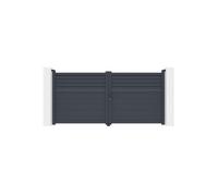 Lot Portail battant et Portillon - Casanoov - CARPATIA - 3m H.143cm / Portillon 1m H.143cm - Gris anthracite - Aluminium