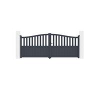 Lot Portail battant et portillon - Casanoov - MEIJE - 3,4m H.140cm / Portillon 1m H.140cm - Gris anthracite - Aluminium