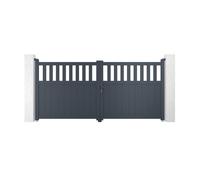 Lot Portail battant et Portillon - Casanoov - SANTIS - 3m H.142cm / Portillon 1m H.142cm - Gris Anthracite - Aluminium
