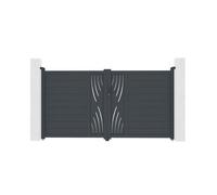 Casanoov Portail battant 3m VELETA H.160cm + Portillon 1m VELETA H.160cm aluminium gris