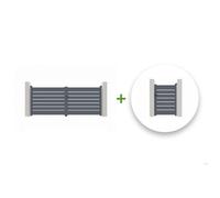 Lot portail battant et portillon - Casanoov - VOGEL - 3,5m H.143cm / Portillon 1m H.143cm - Gris - Aluminium