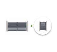 Lot portail battant et portillon - Casanoov - VOGEL - 3m H.143cm / Portillon 1m H.143cm - Gris - Aluminium