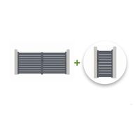 Lot portail battant et portillon - Casanoov - VOGEL - 3m H.161cm / Portillon 1m H.161cm - Gris - Aluminium