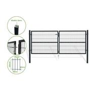 Lot Portail battant grillagé et Portillon - Casanoov - RAZO - 3m H.120cm / Portillon 1m H.120cm - Gris - Acier