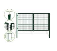 Lot Portail battant grillagé et Portillon - Casanoov - RAZO - 3m H.160cm / Portillon 1m H.160cm - Vert - Acier