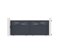 Lot Portail coulissant et Portillon - Casanoov - HALTI - 3,7m H.145cm / Portillon 1m H.145cm - Aluminium - Gris anthracite