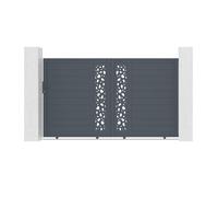 Lot Portail coulissant et portillon - Casanoov - SUNNY - 3m H.181cm / Portillon - 1m H.181cm - Aluminium - Gris anthracite