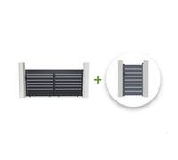 Casanoov Portail coulissant 3,5m VOGEL H.160cm + Portillon 1m VOGEL H.160cm aluminium gri