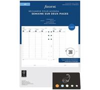 Lot Recharge A5 2026 2027 pour Organiseur Filo 1 Semaine sur 2 Pages Compatible avec Filofax + 1 Index Adhésif (A5 Scolaire)
