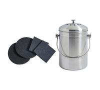 Lot seau à compost en inox 5 L et 4 filtres à charbon antiodeurs Mathon