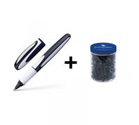 Lot Stylo Roller Rechargeable Ray + Pot De 100 Cartouches Bleu - Schneider