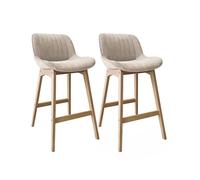 Lot Tabourets NORDEN Chêne et Velours Côtelé H75cm
