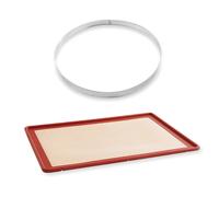 Lot tapis plaque de cuisson 39,7 x 29,5 cm et cercle à tarte perforé 28 cm Mathon