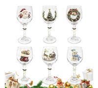 Lot Verres À Vin Le Pack 6 Tasses Esthétiques Thème Noël | Coupes Festives en Verre Pour Cocktails Whisky Bière Eau Pique-Nique Extérieur En Plein Air Vacances De Camp D'Aventure
