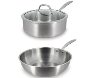 Lot wok 28 cm et sauteuse 24 cm tout inox Triply Menastyl