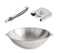 Lot wok tout inox Clips'Inox 30 cm avec manche et anse amovibles Mathon