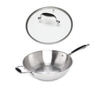 Lot wok tout inox et couvercle verre 30 cm Excell'Inox Mathon